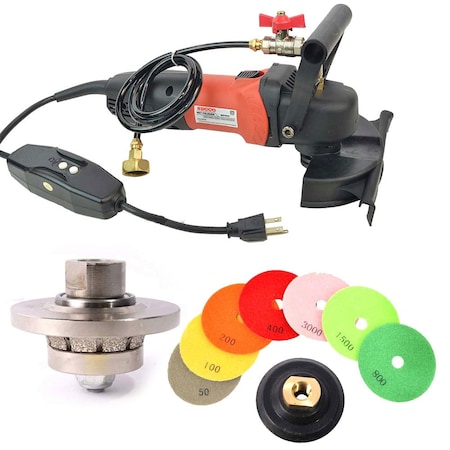 Hardin 3/16" Radius Diamond Profile Wheel, WP800 4" Var Speed Polisher & 8 pc 4" Diamond Polishing Pad Set 316WVPOLSET